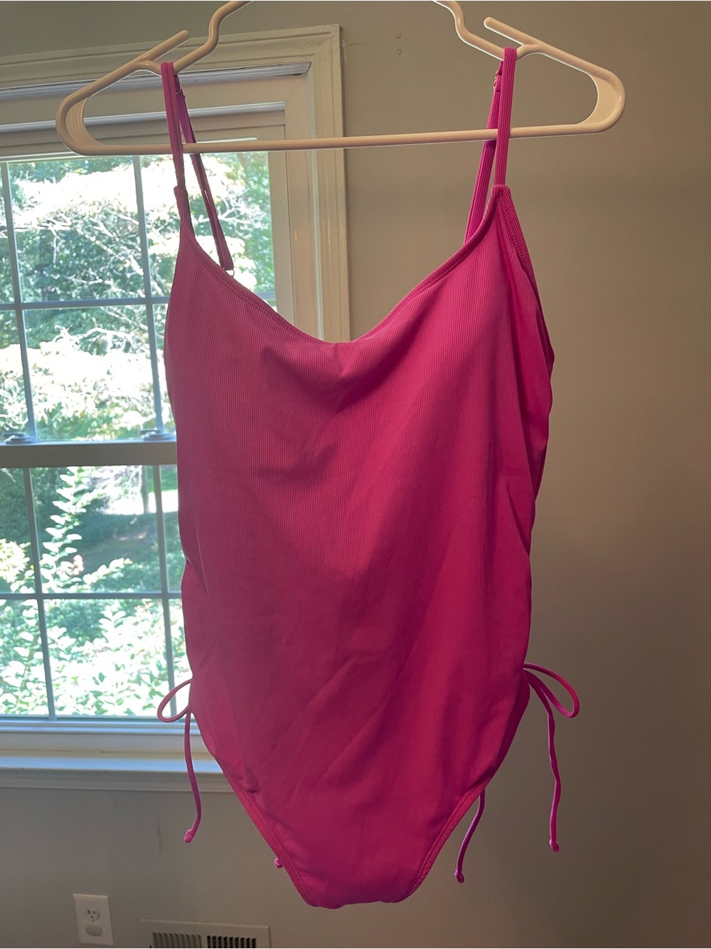 Shade & Shore Hot Pink Adjustable Side-Tie One-Piece
